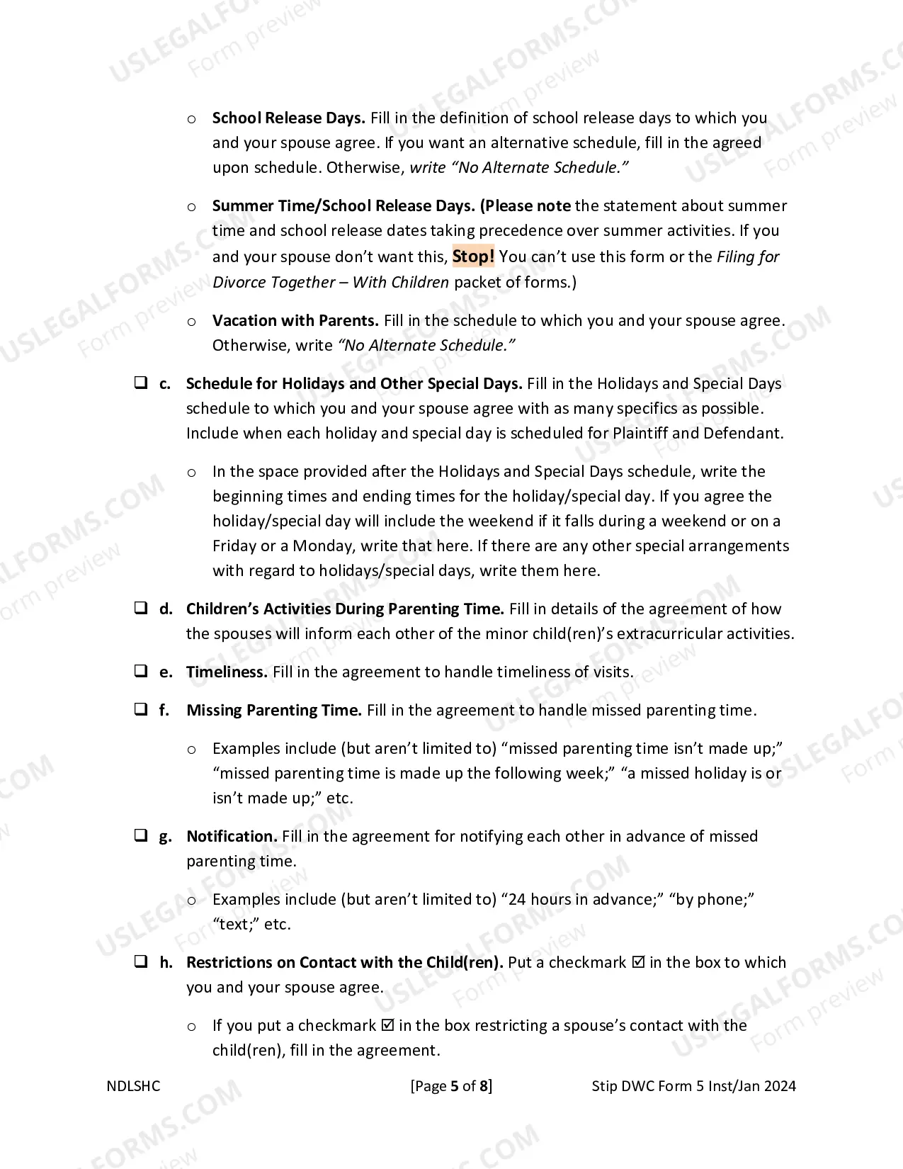 Preview Parenting Plan