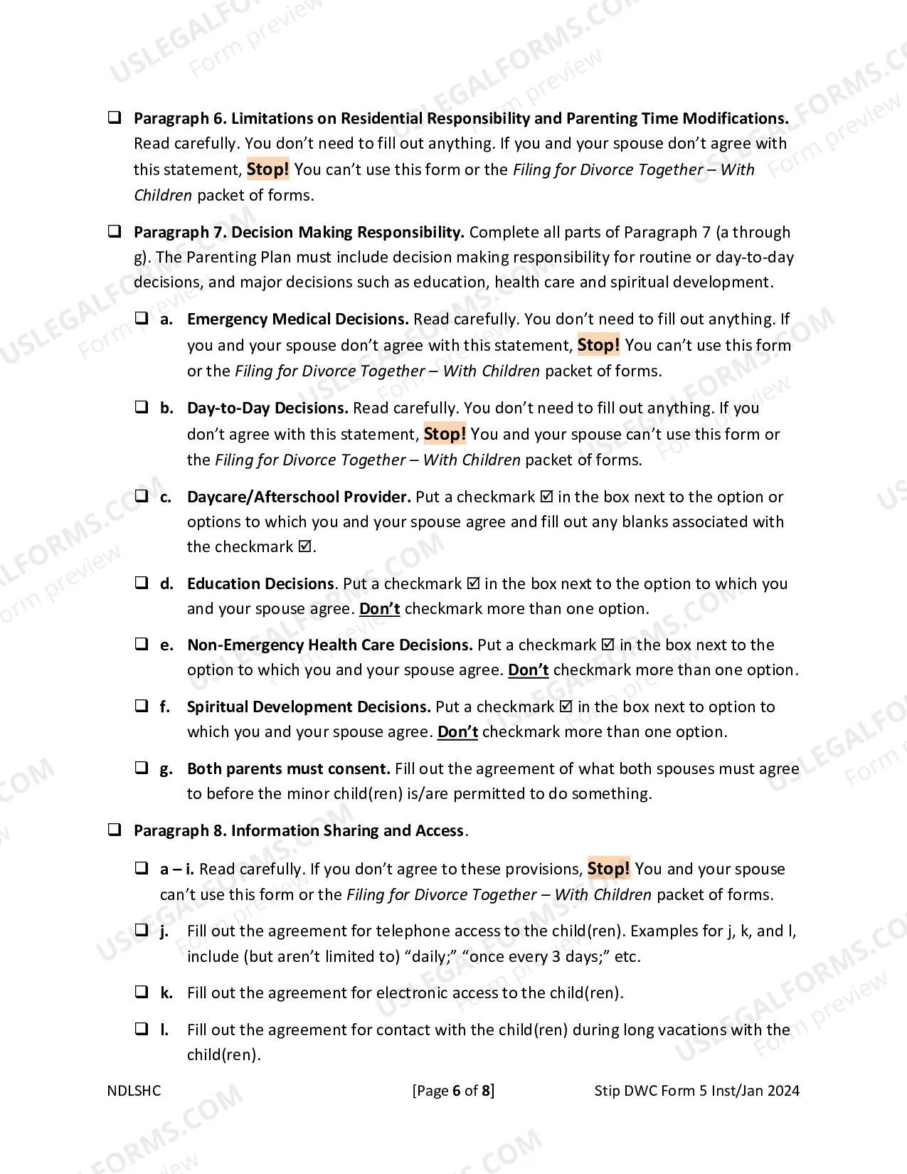 Preview Parenting Plan