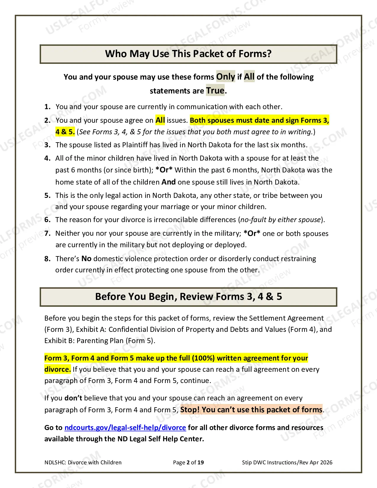 Preview Instructions for Filing for Divorce Together with Children