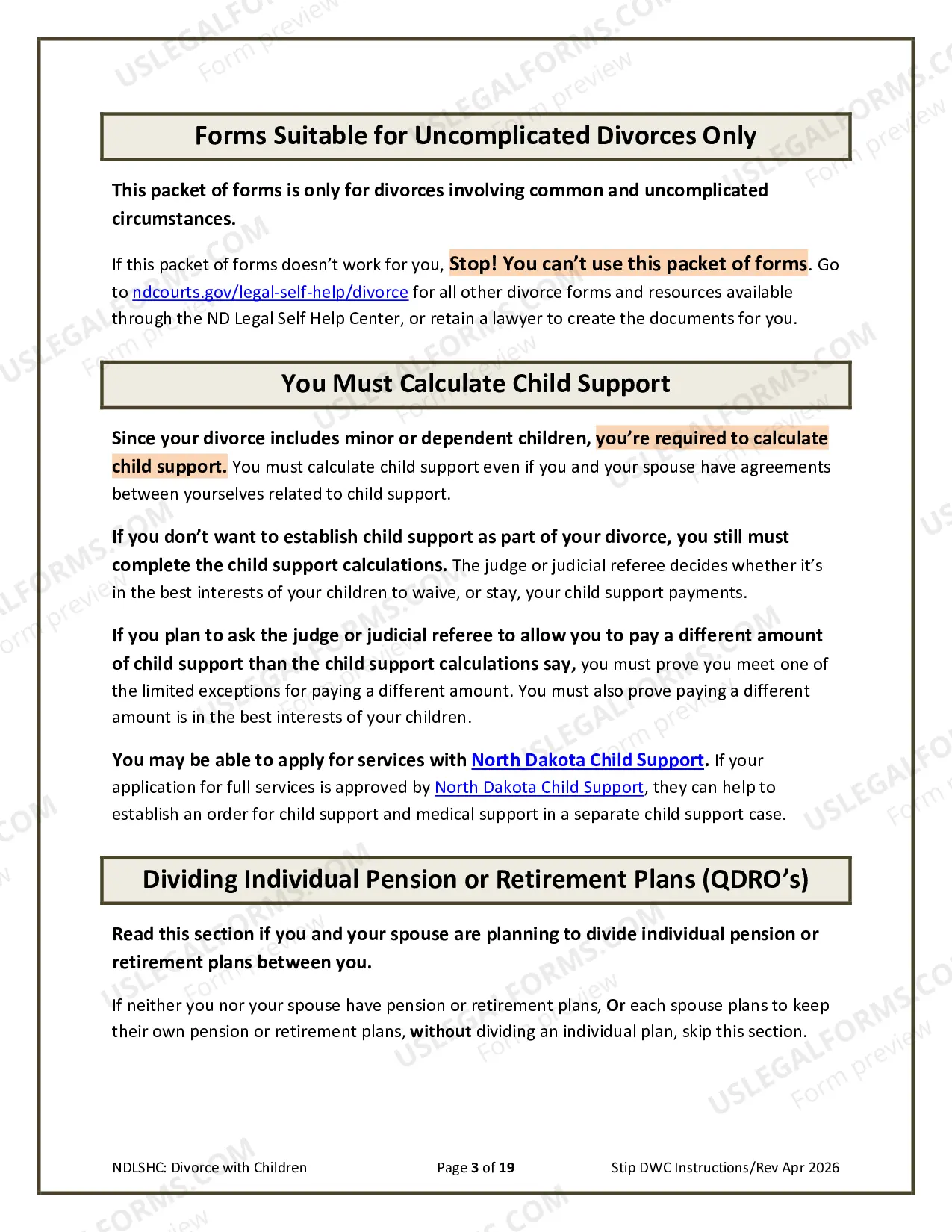 Preview Instructions for Filing for Divorce Together with Children