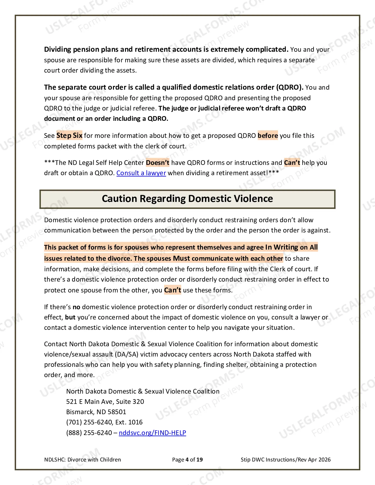 Preview Instructions for Filing for Divorce Together with Children