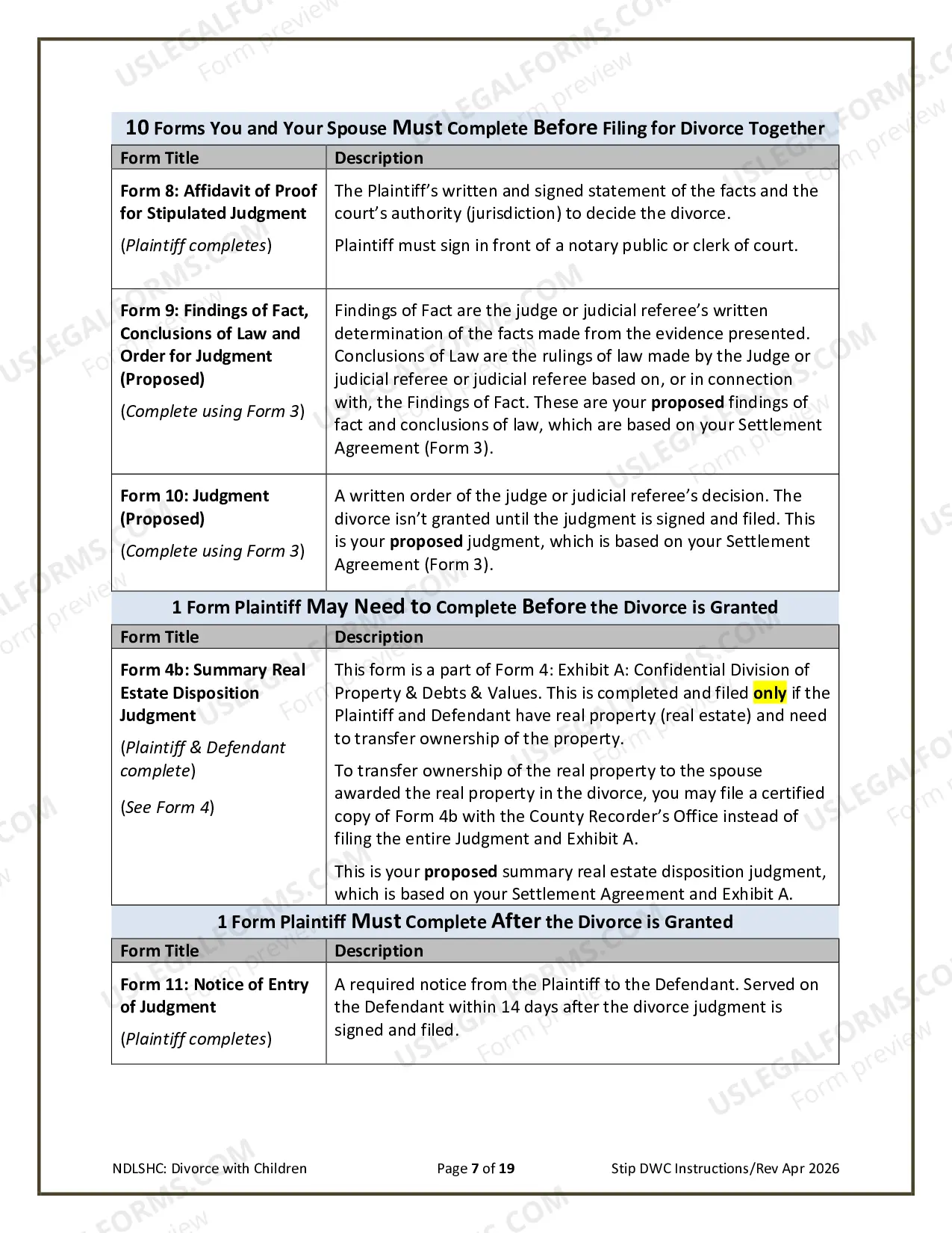 Preview Instructions for Filing for Divorce Together with Children