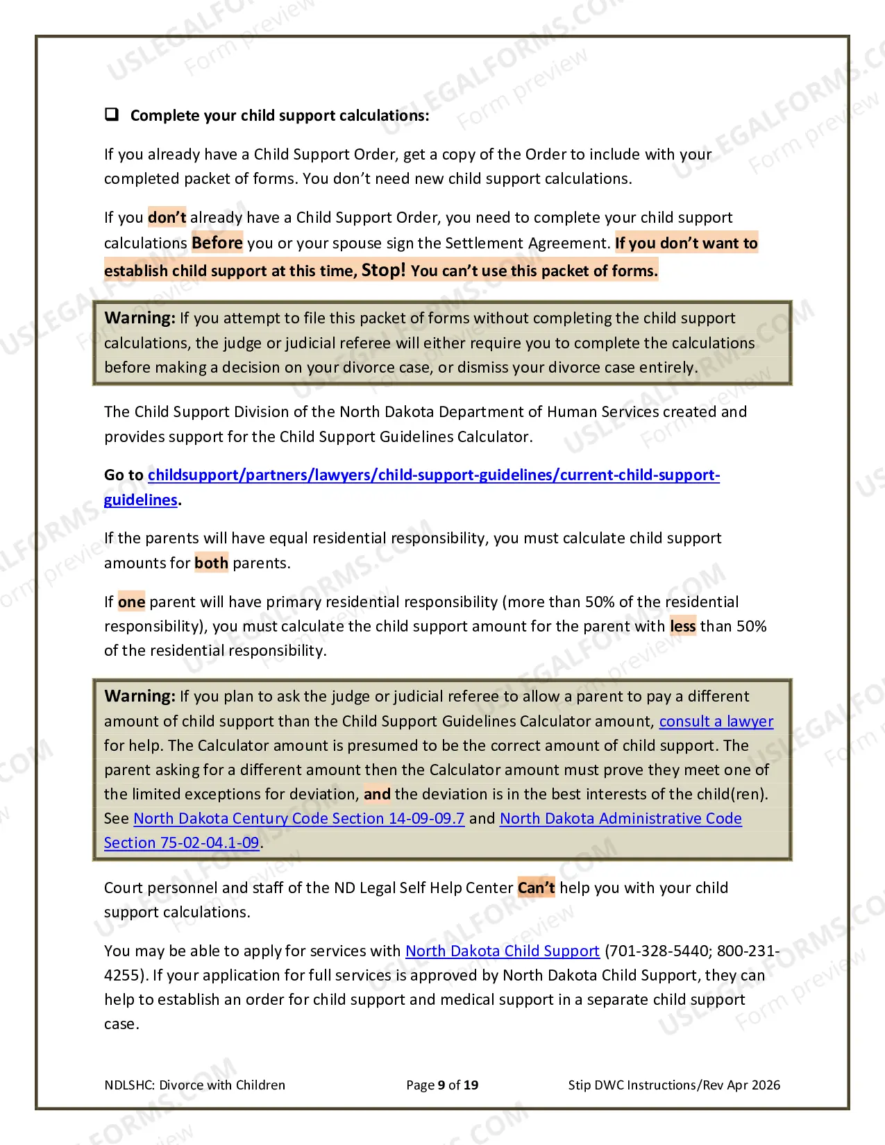 Preview Instructions for Filing for Divorce Together with Children