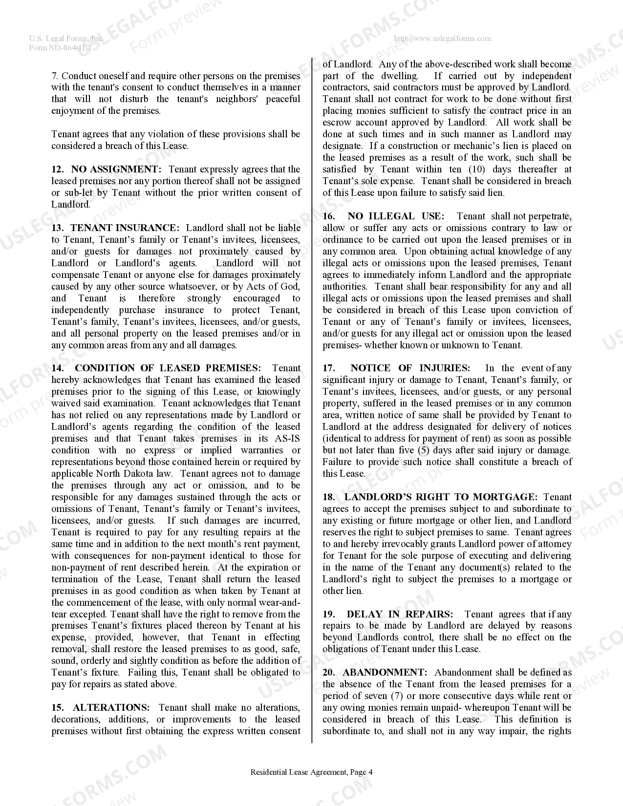 Preview Residential Lease or Rental Agreement for Month to Month