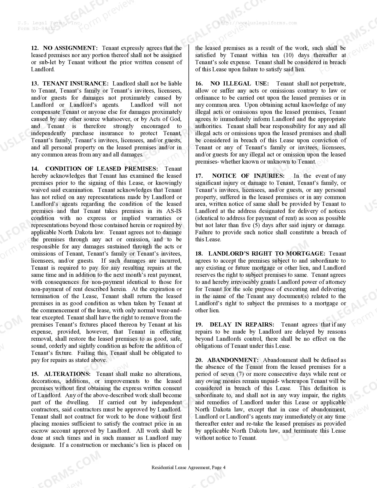 Preview Residential Rental Lease Agreement