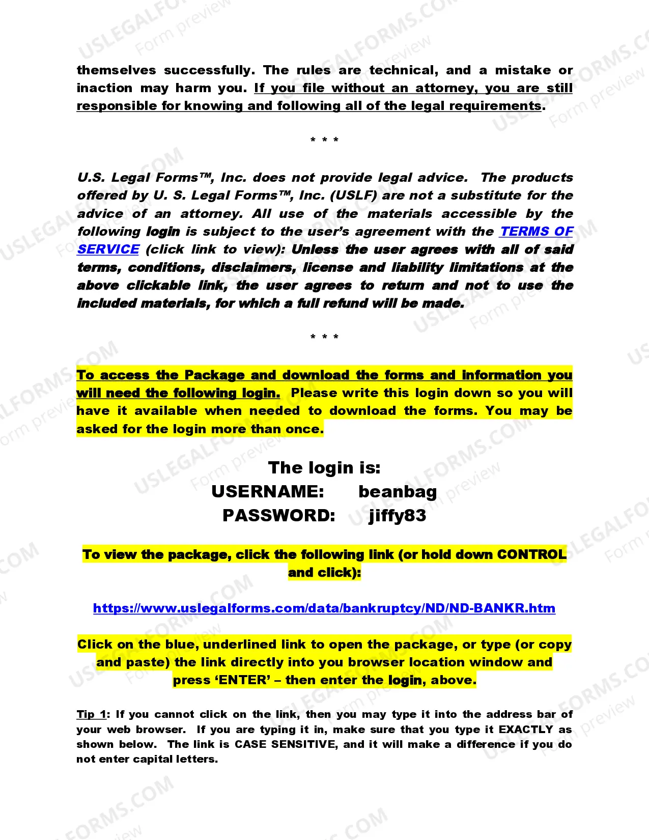 Preview North Dakota Bankruptcy Guide and Forms Package for Chapters 7 or 13