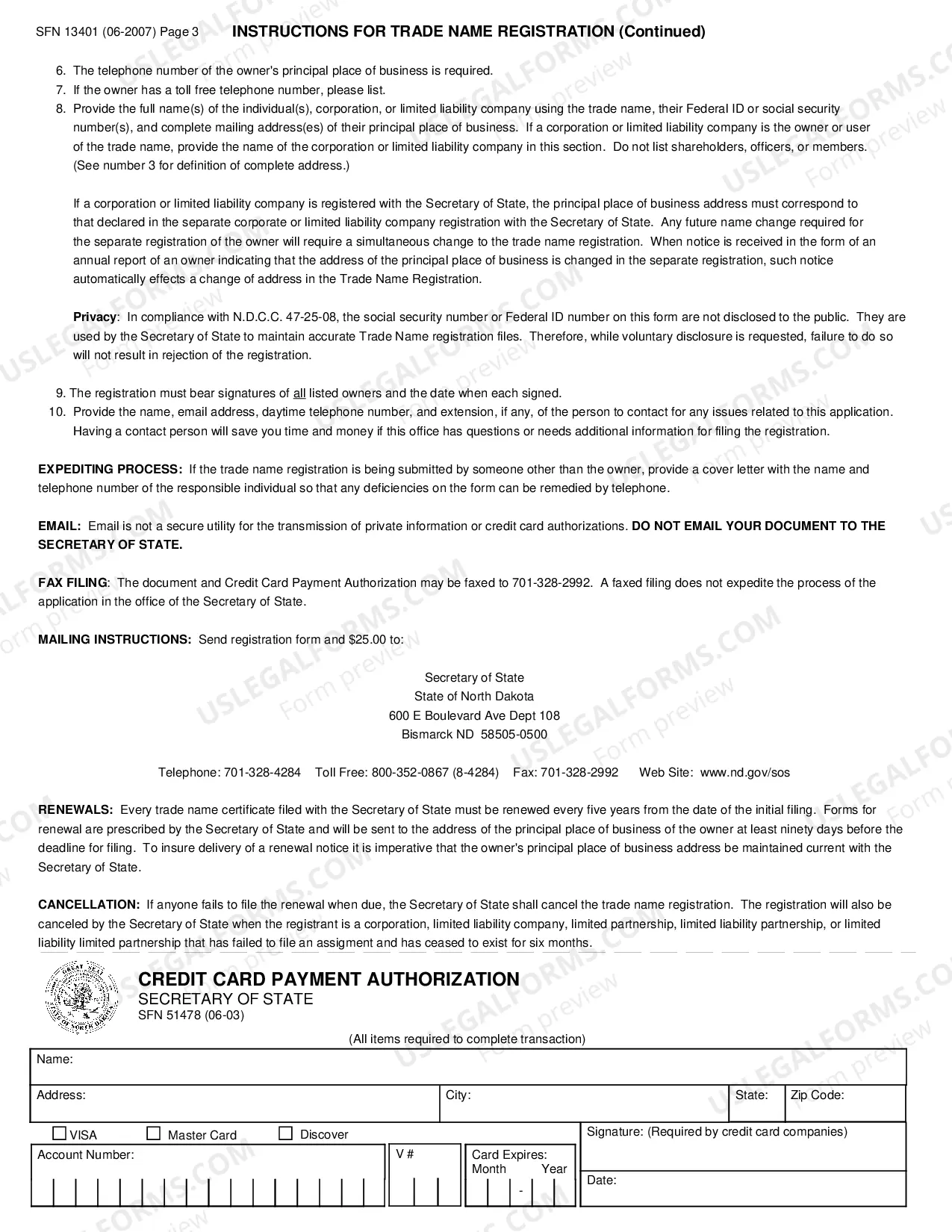 Preview Trade Name Registration Application
