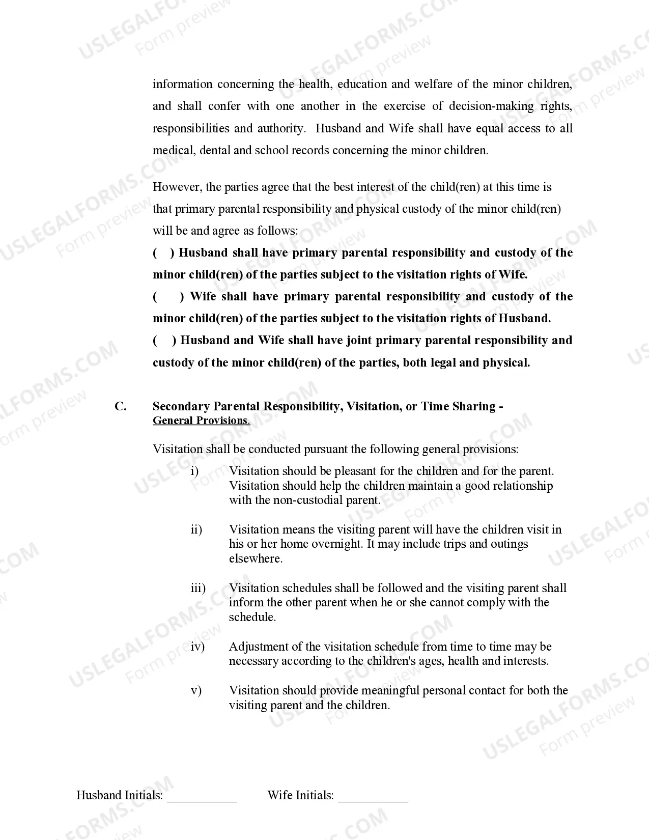 Preview Marital Domestic Separation and Property Settlement Agreement Minor Children no Joint Property or Debts effective Immediately