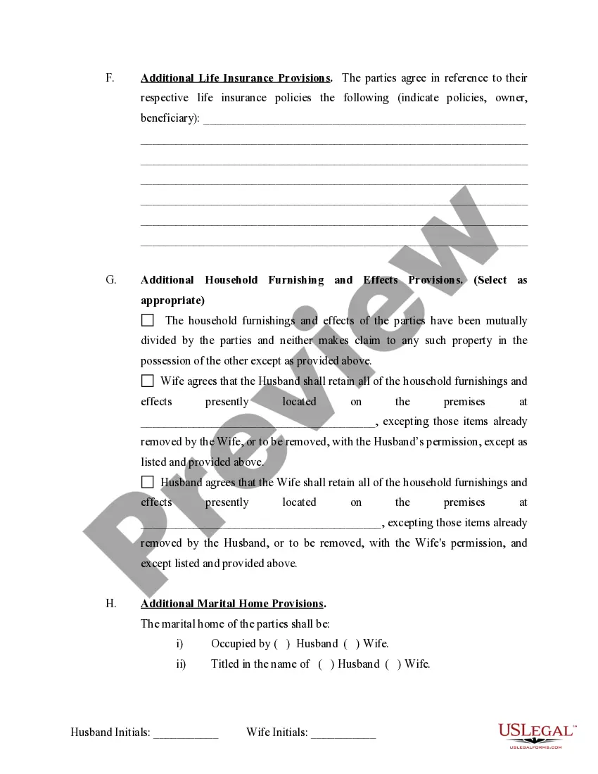 Preview Marital Domestic Separation and Property Settlement Agreement Minor Children Parties May have Joint Property or Debts where Divorce Action Filed