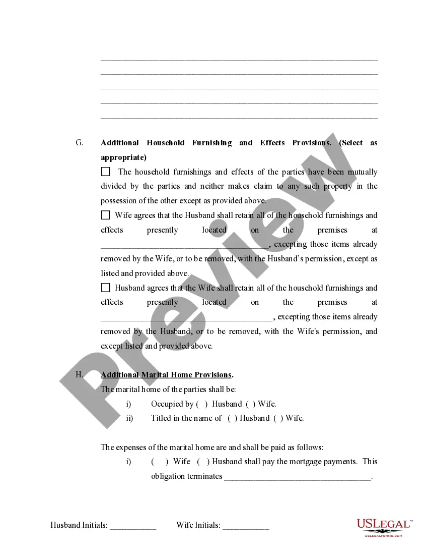 Preview Marital Domestic Separation and Property Settlement Agreement no Children parties may have Joint Property or Debts where Divorce Action Filed