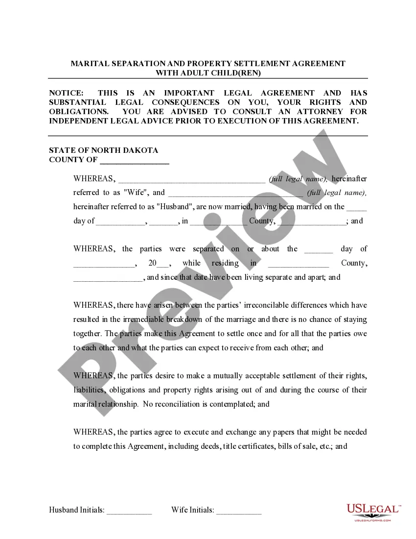Preview Marital Domestic Separation and Property Settlement Agreement Adult Children Parties May have Joint Property or Debts where Divorce Action Filed