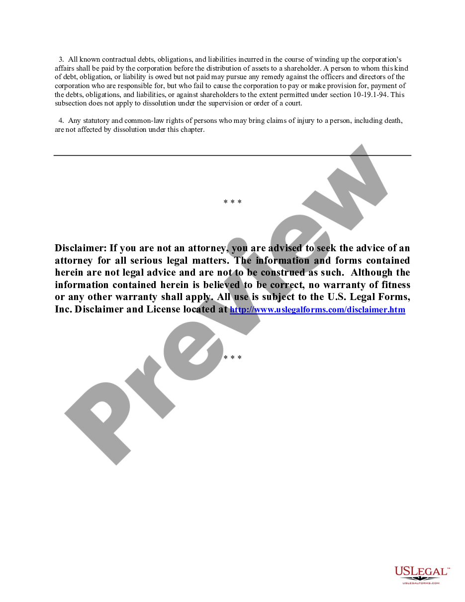 page 7 North Dakota Dissolution Package to Dissolve Corporation preview