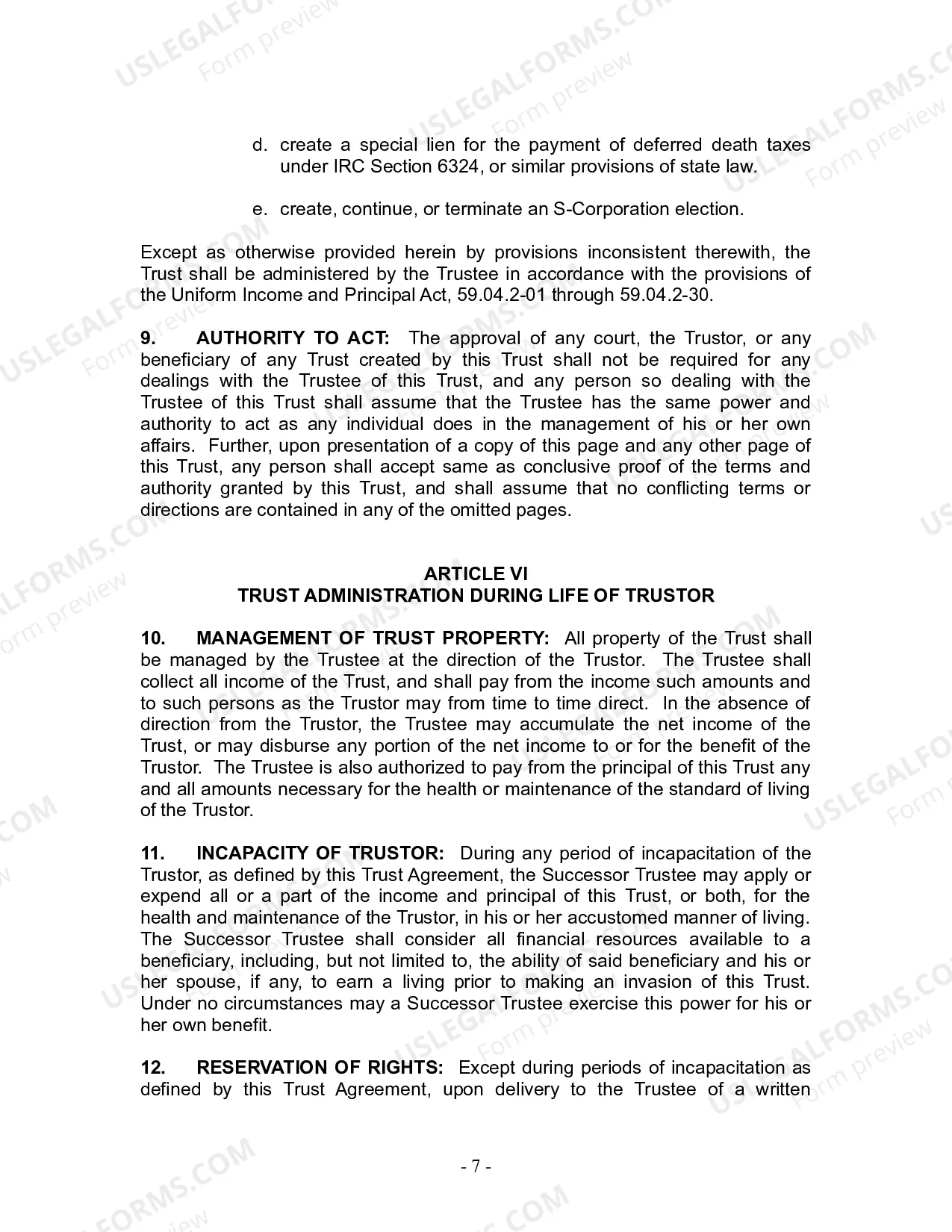 Preview Revocable Living Trust for Husband and Wife with No Children