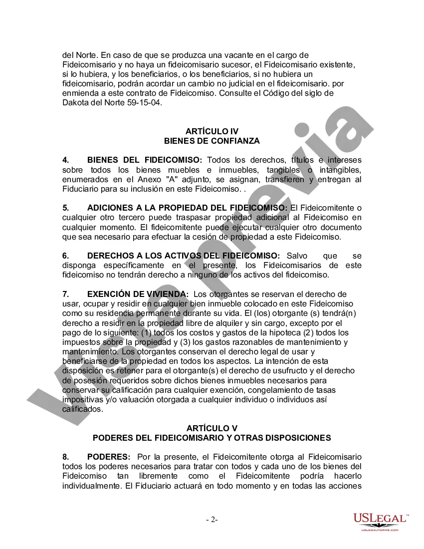 Preview Fideicomiso en Vida para Individuos Solteros, Divorciados o Viudos o Viudos sin Hijos