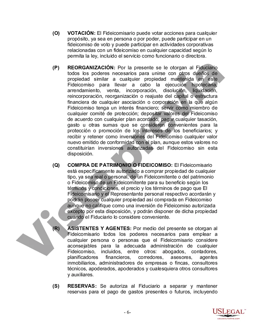 Preview Fideicomiso en Vida para Individuos Solteros, Divorciados o Viudos o Viudos sin Hijos