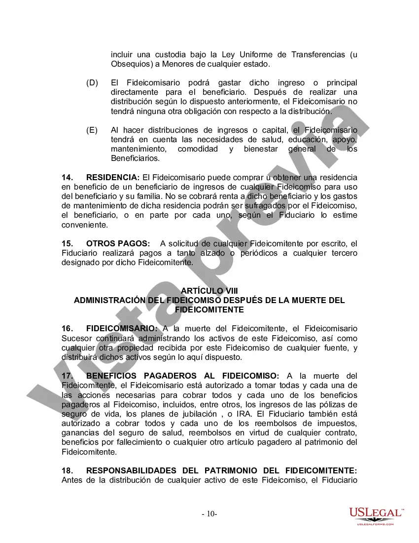 Preview Fideicomiso en vida para esposo y esposa con un hijo