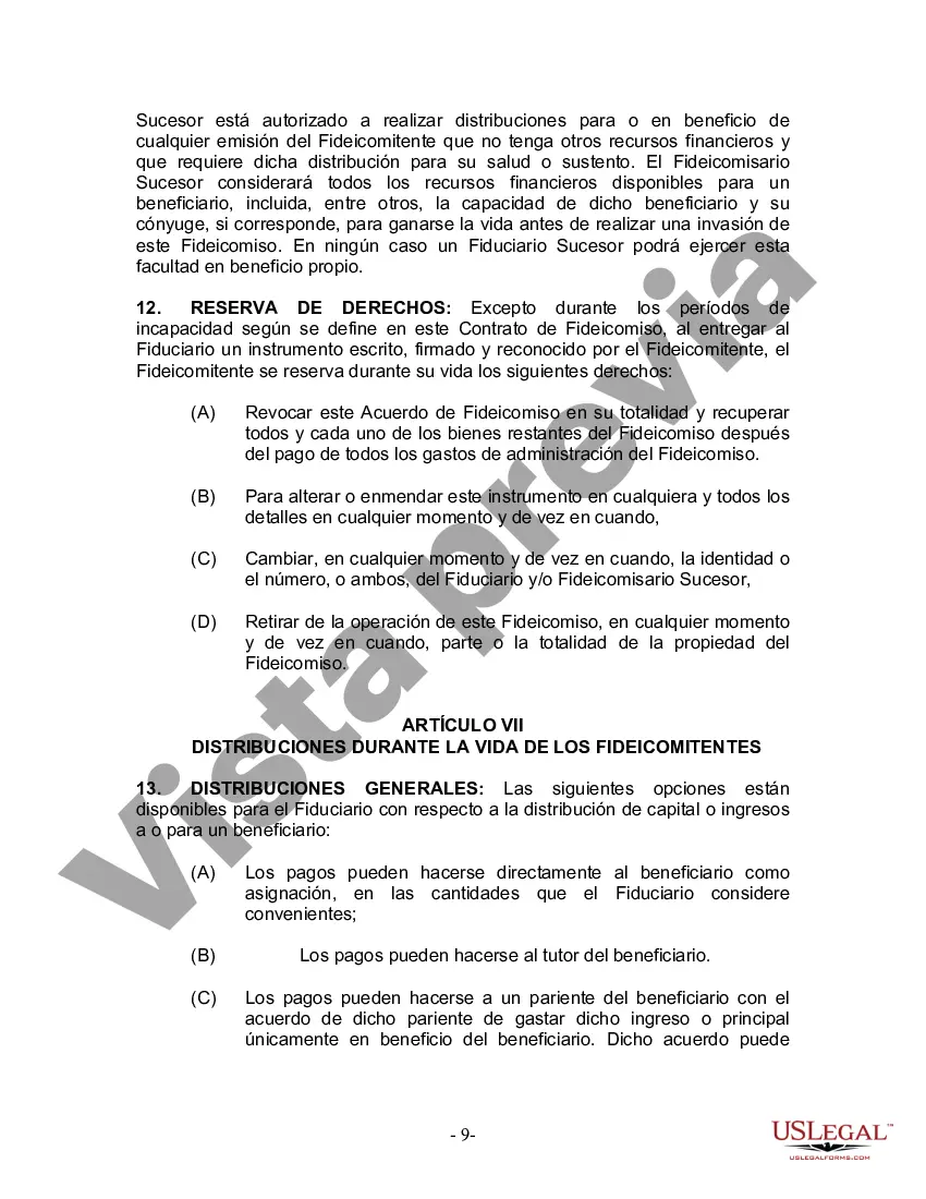 Preview Fideicomiso en vida para esposo y esposa con un hijo