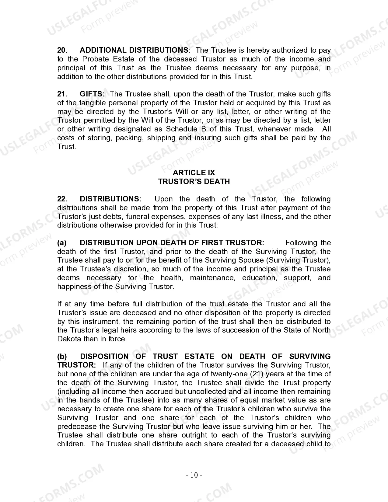 Preview Living Trust for Husband and Wife with Minor and or Adult Children