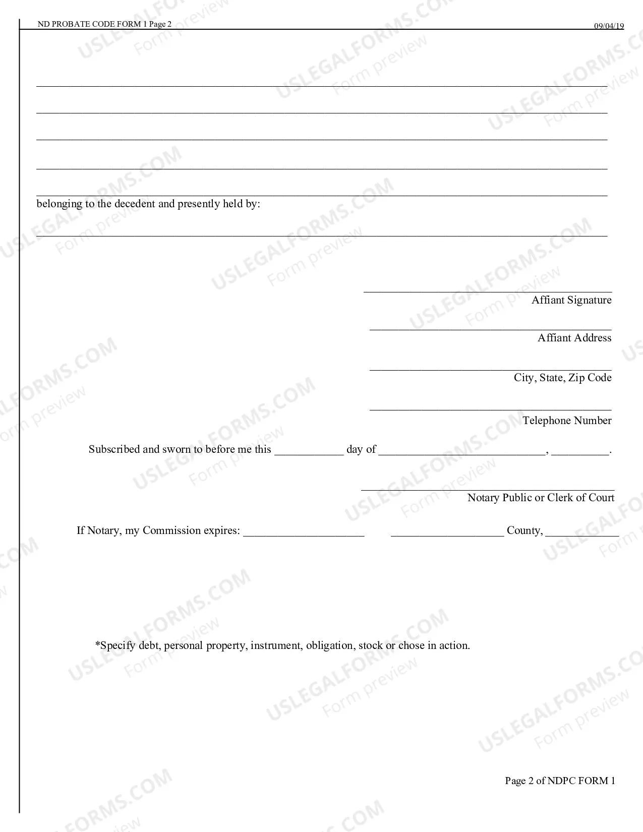 Preview Small Estate Affidavit for Estates under $100,000