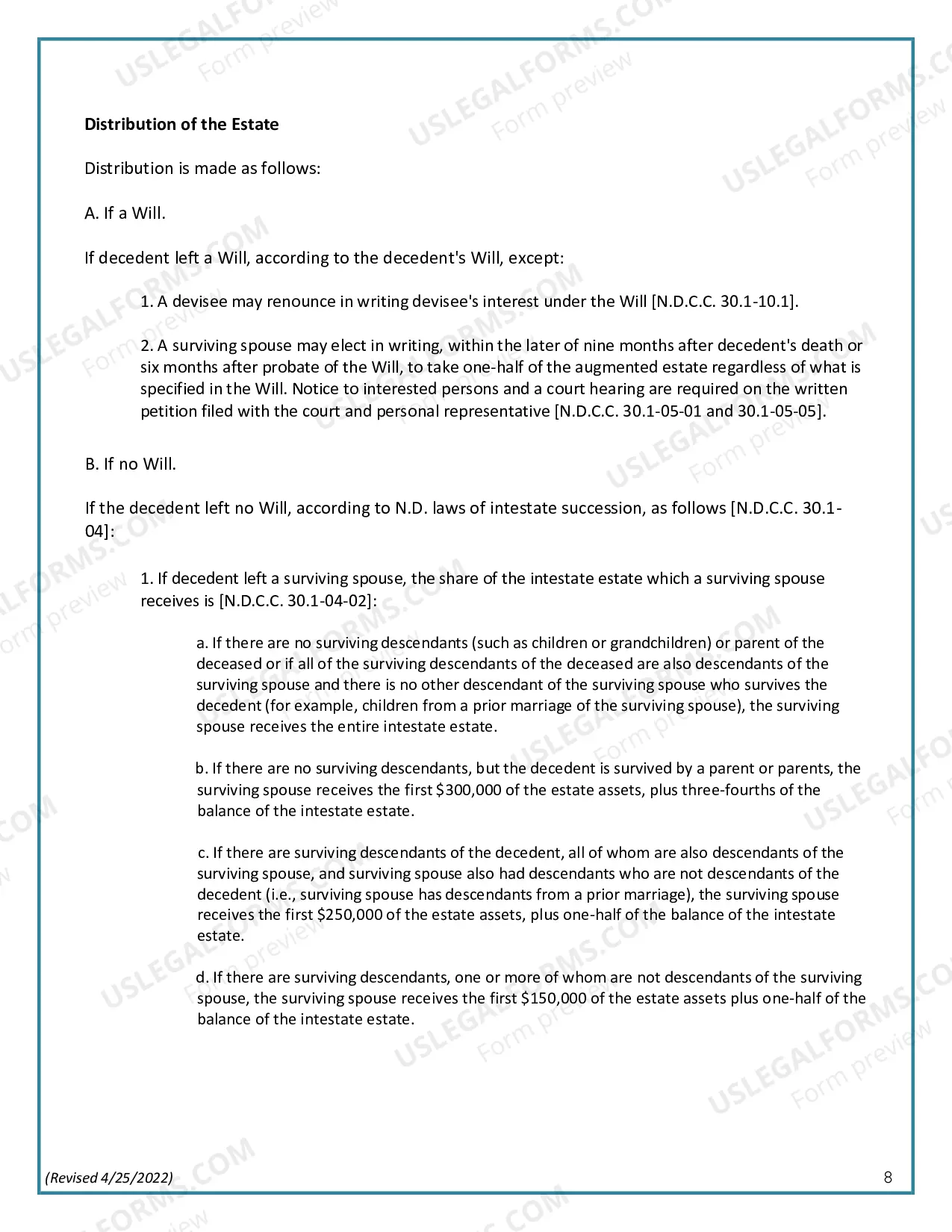 Preview Summary Administration Package for Small Estates