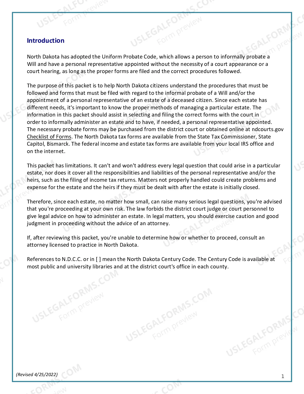 Preview Summary Administration Package for Small Estates