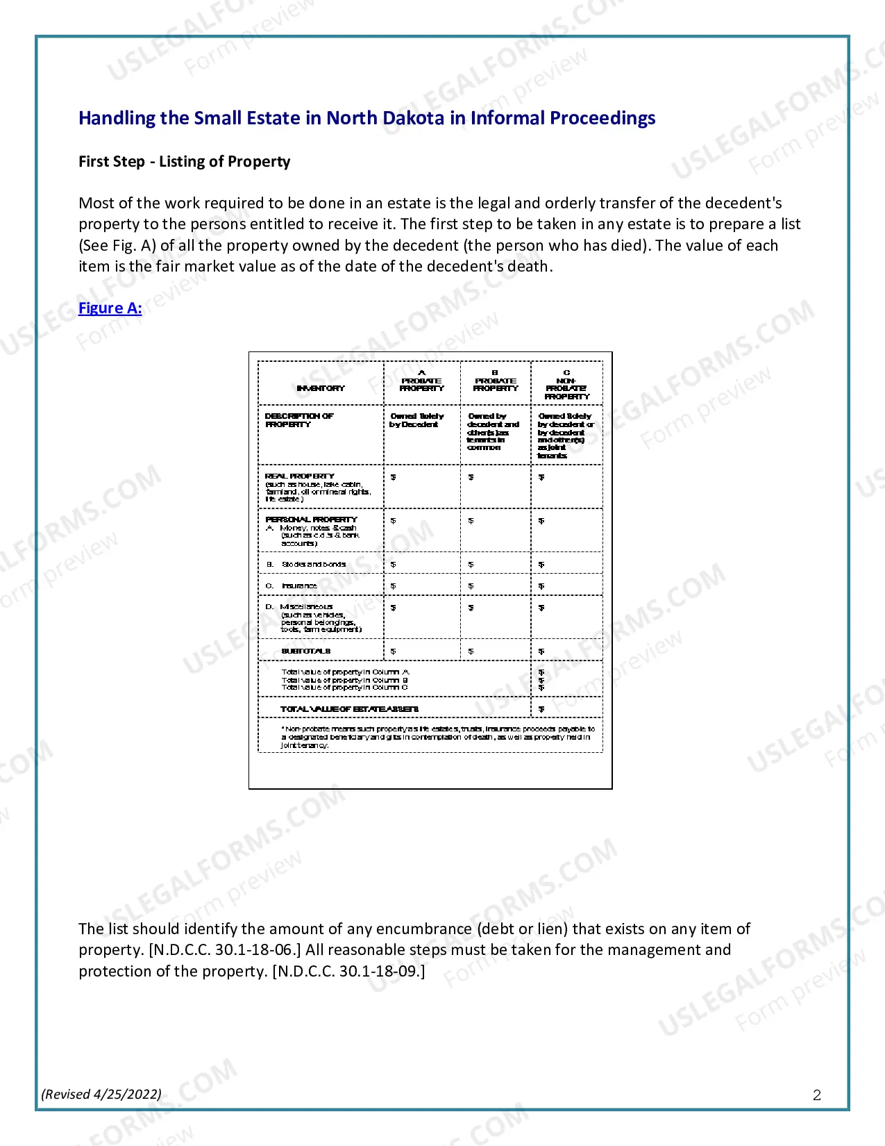Preview Summary Administration Package for Small Estates