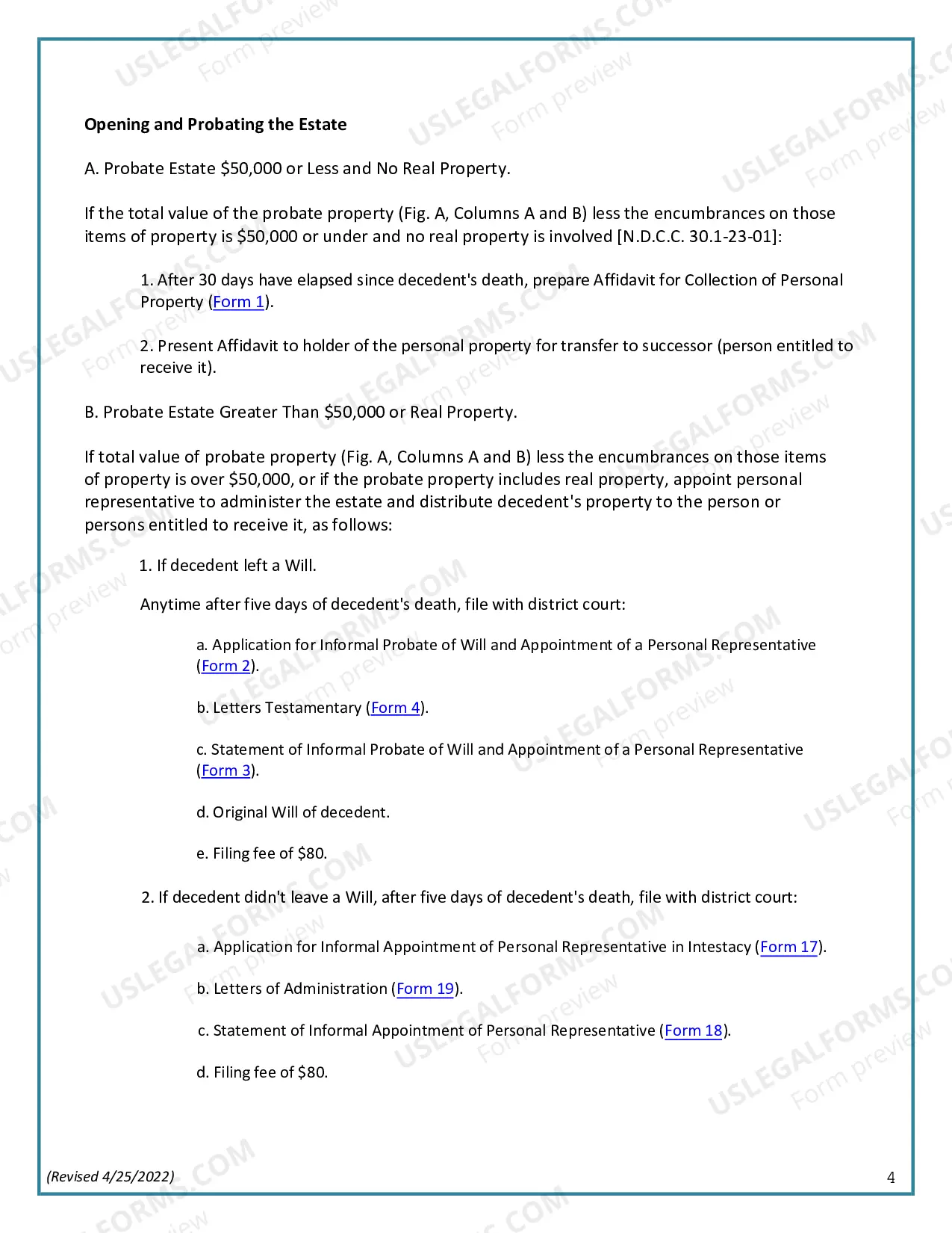 Preview Summary Administration Package for Small Estates