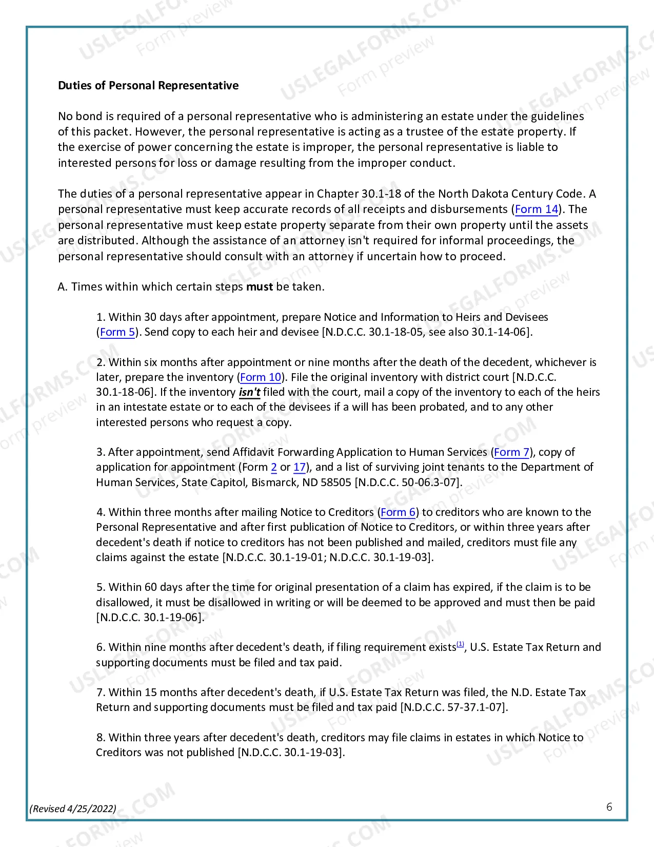 Preview Summary Administration Package for Small Estates