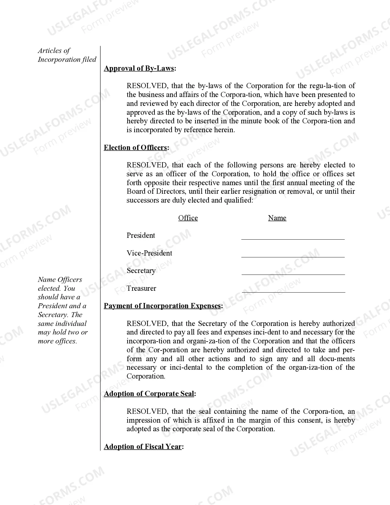 Preview Minutes for Organizational Meeting