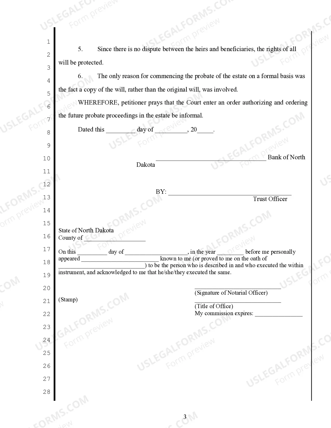Preview Petition for the Entry of an order authorizing and directing informal probate proceedings in an estate