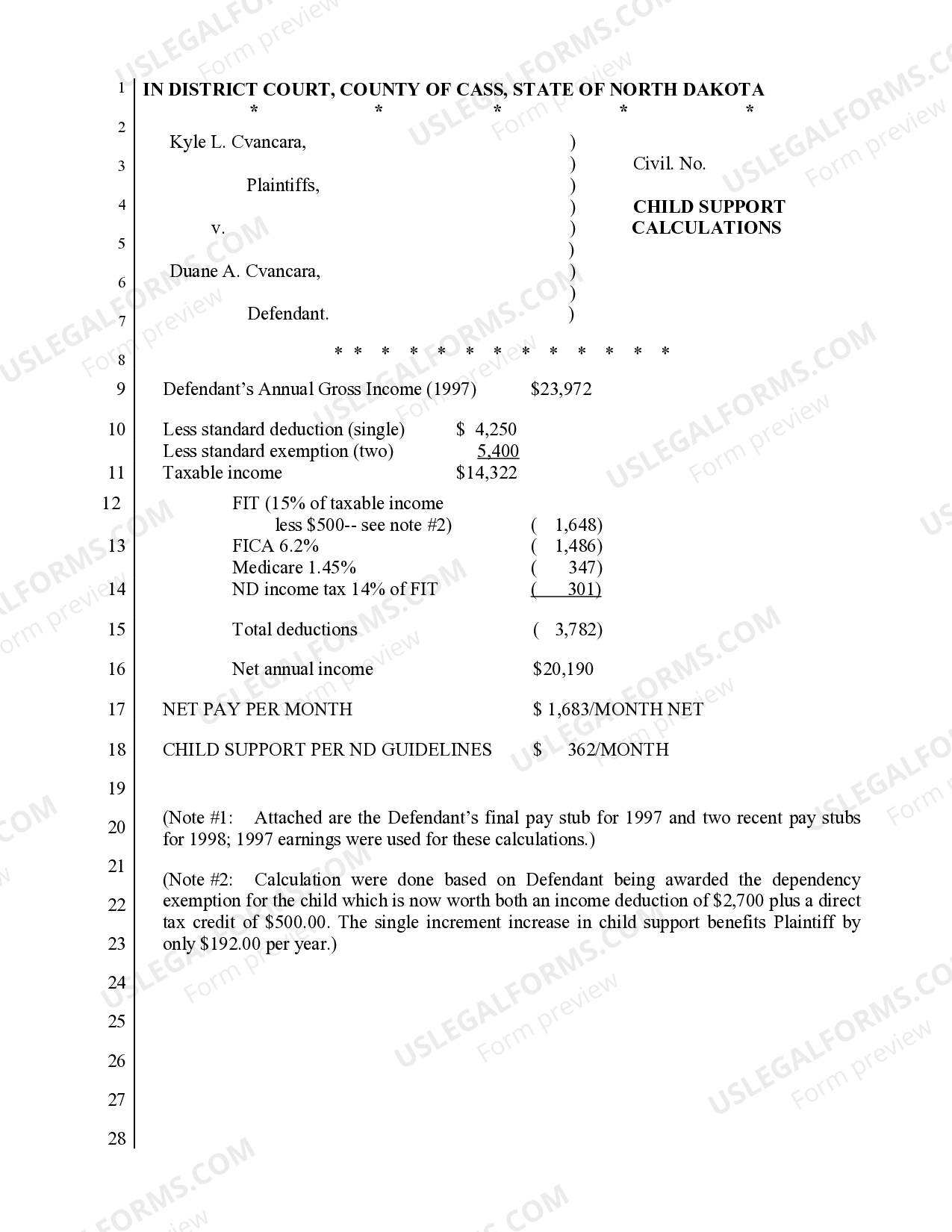 North Dakota Child Support Calculations Divorce Children Nd Child