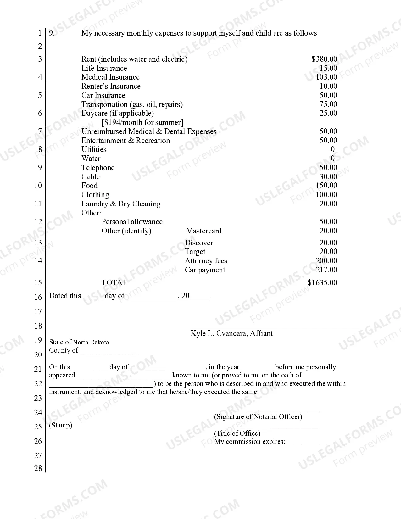Preview Financial Statement and Affidavit of Plaintiff - Divorce for People with No Children