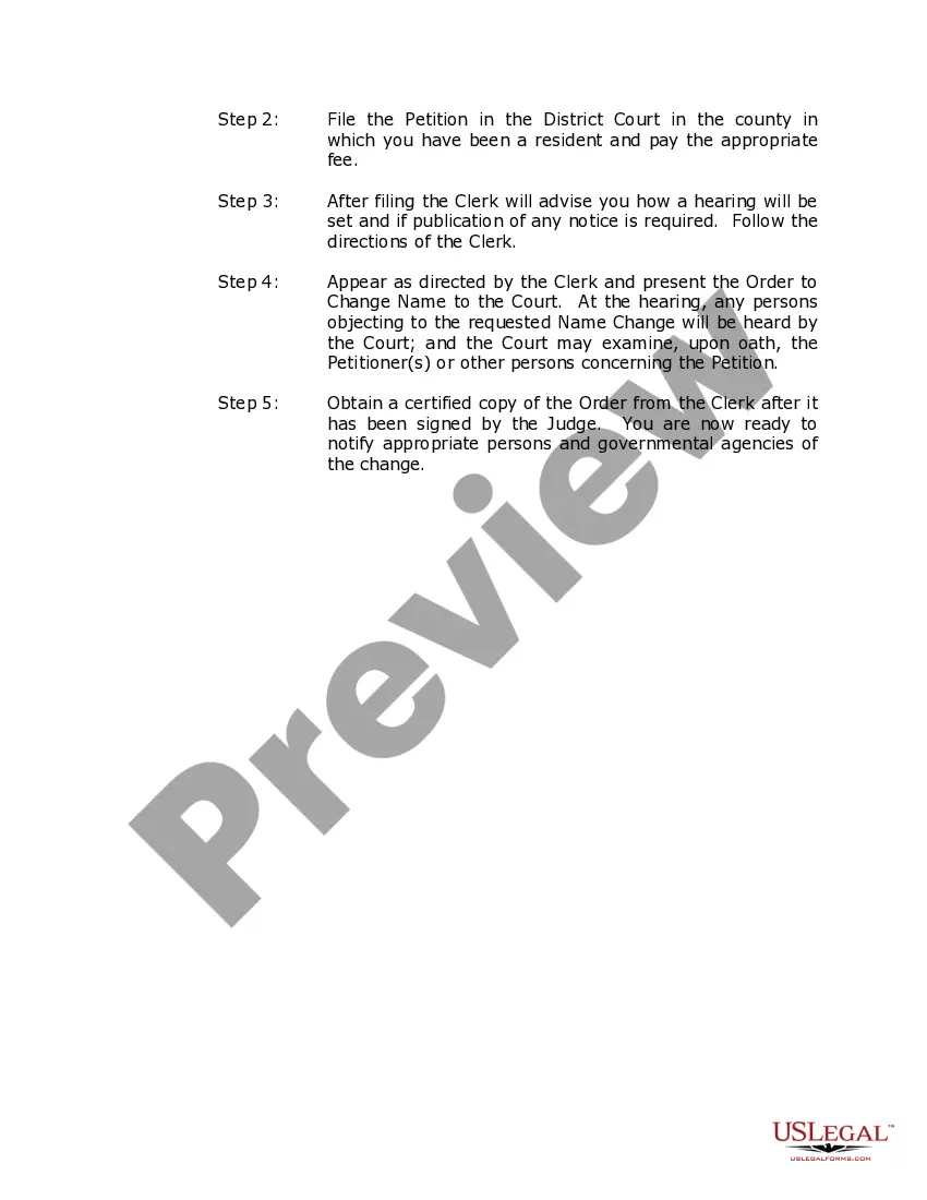 Preview North Dakota Name Change Instructions and Forms Package for a Minor