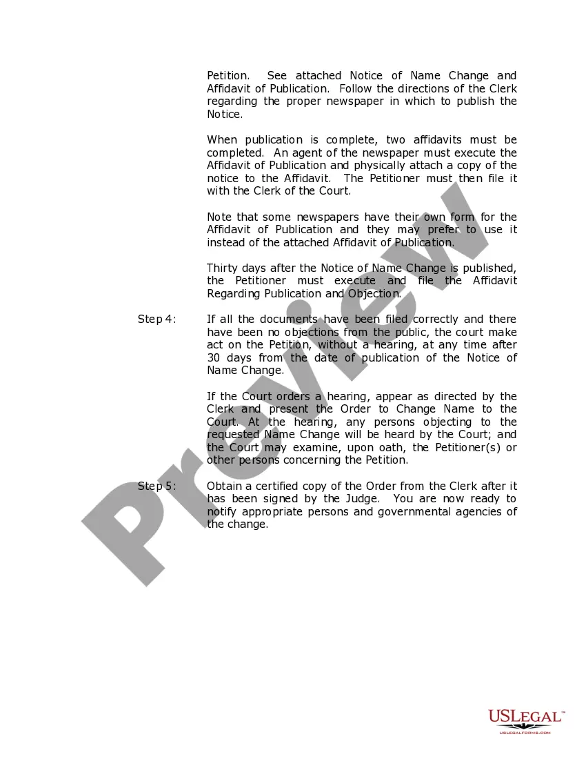 Preview North Dakota Name Change Instructions and Forms Package for a Family