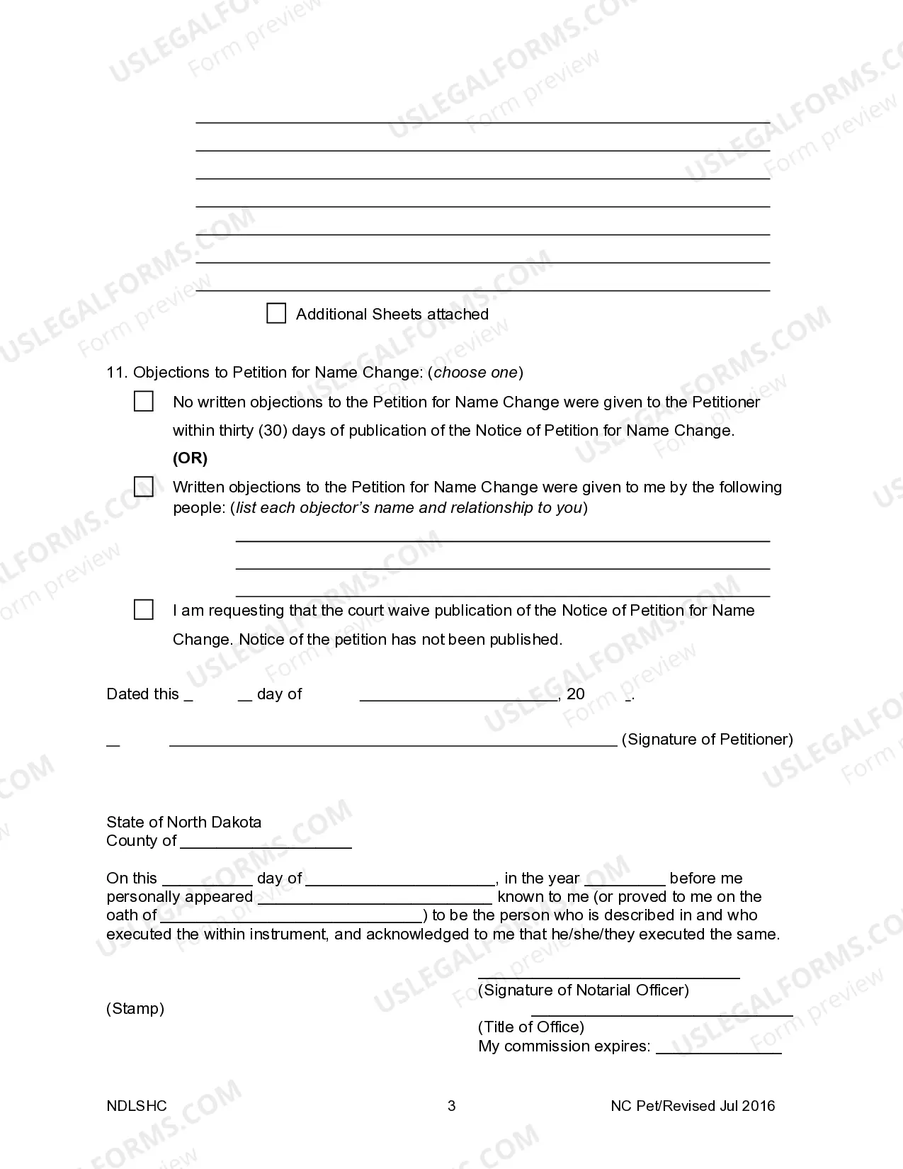 Preview Declaration for Name Change