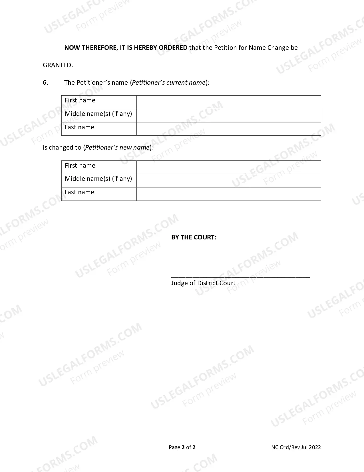 Preview Order for Name Change