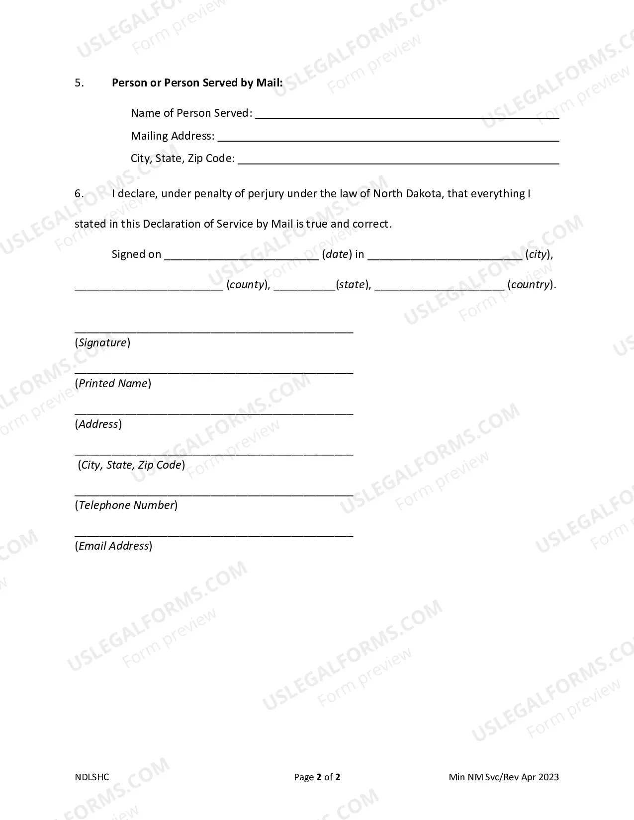 Preview Affidavit of Service by Mail for Minor Name Change