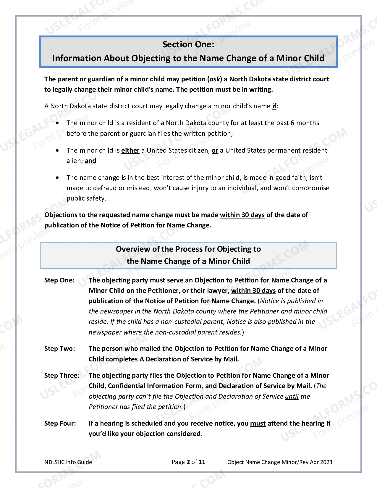 Preview Objection to Name Change of a Minor Child