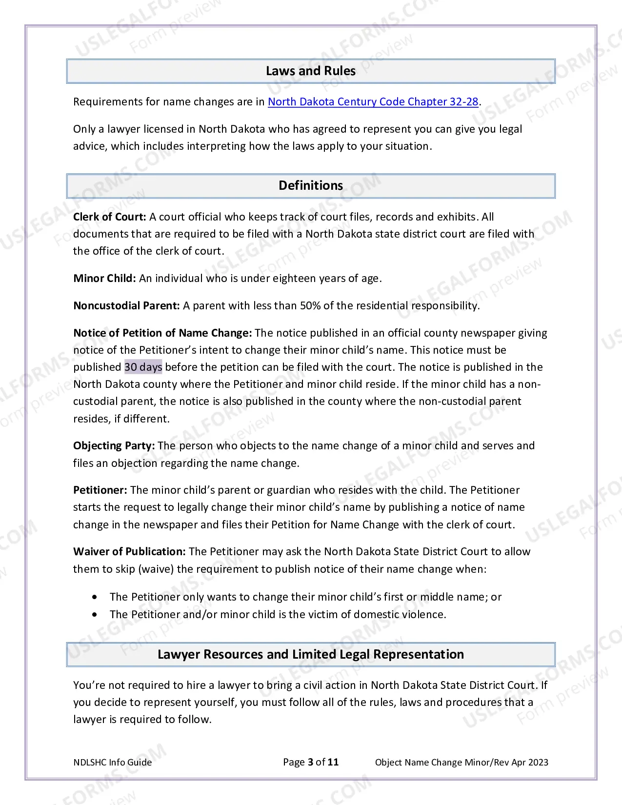 Preview Objection to Name Change of a Minor Child