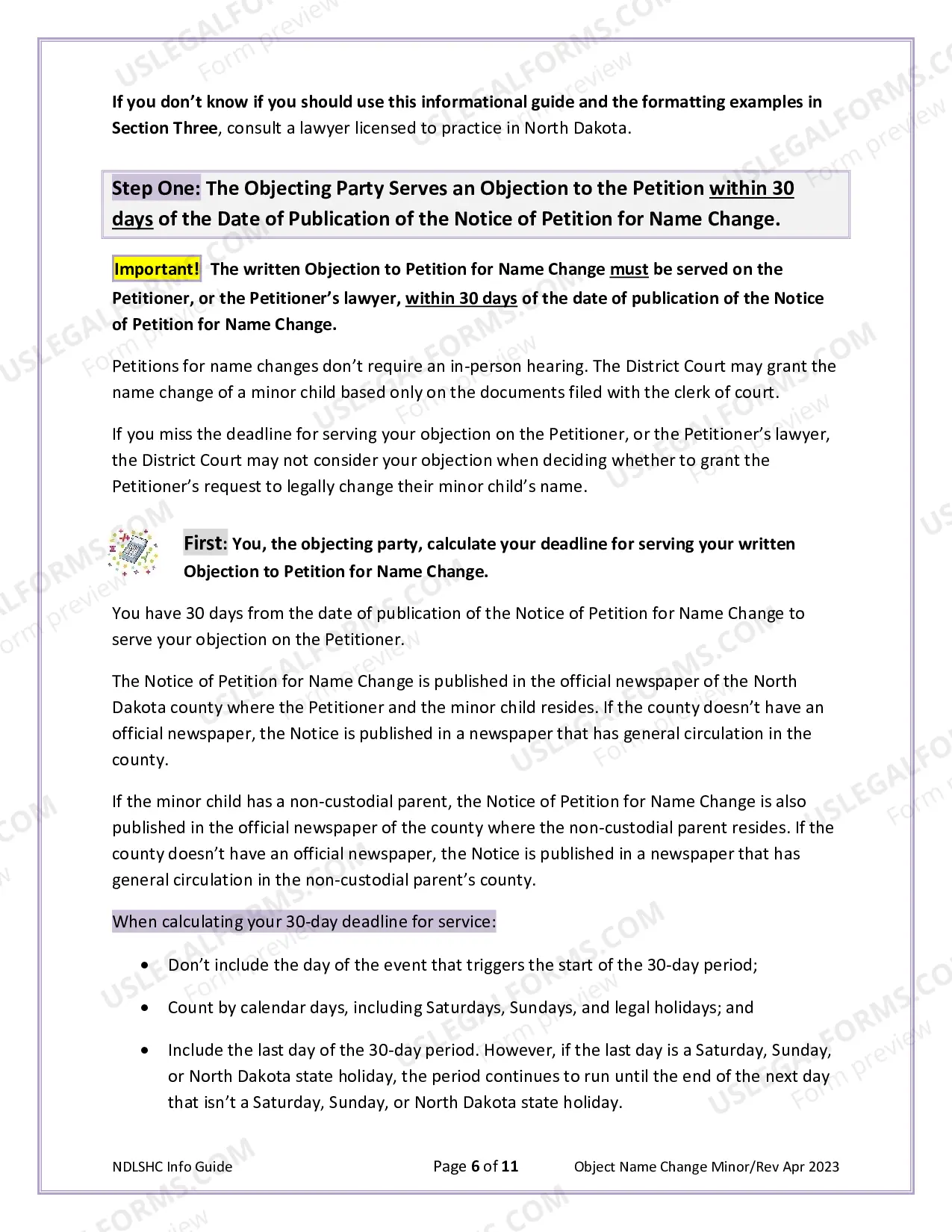 Preview Objection to Name Change of a Minor Child