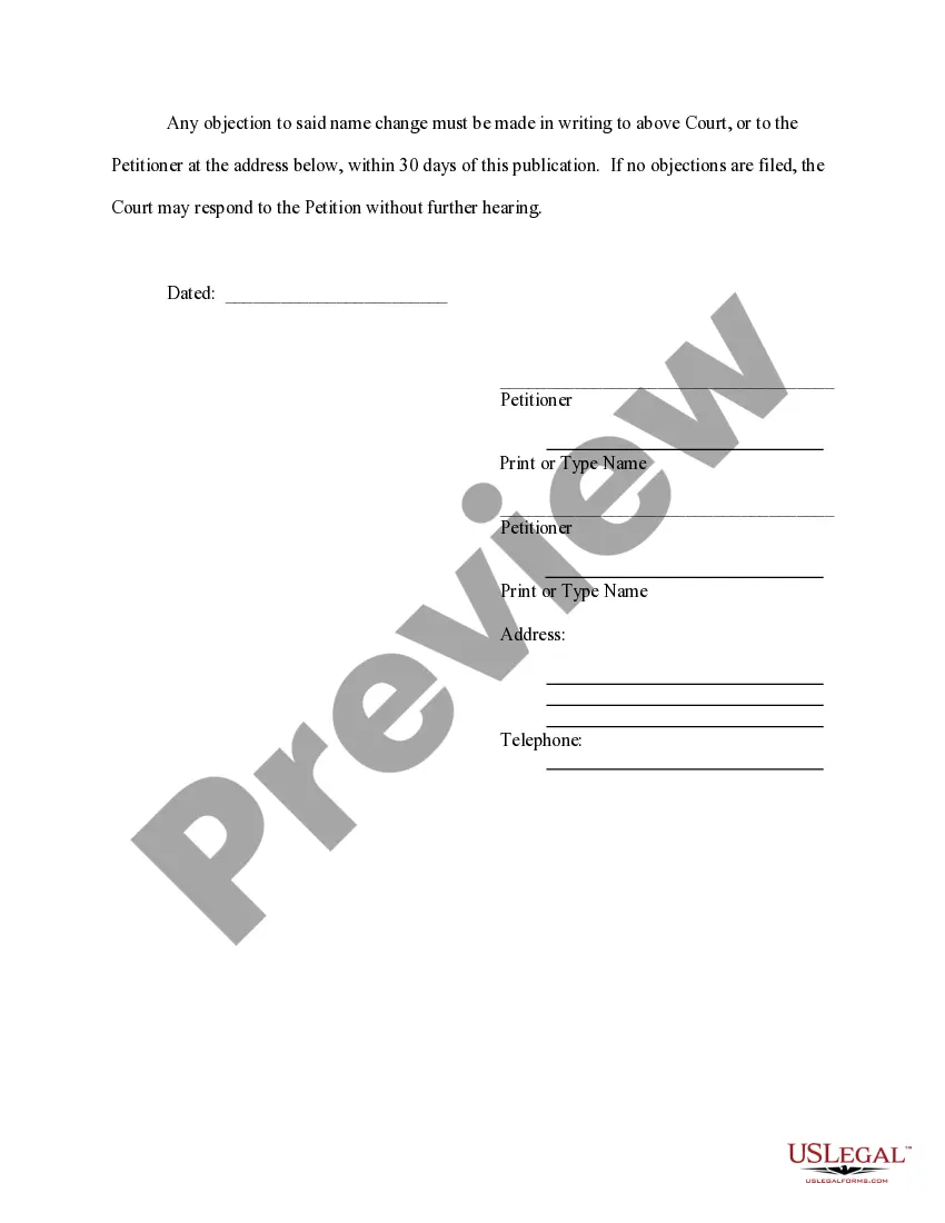 Preview Notice of Name Change