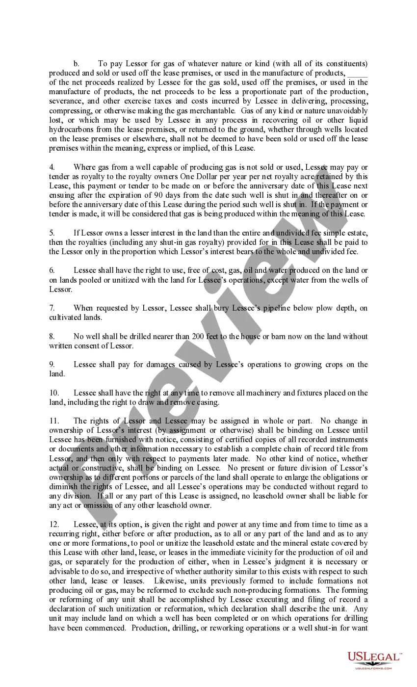 Preview Paid Up Lease Pooling Provision