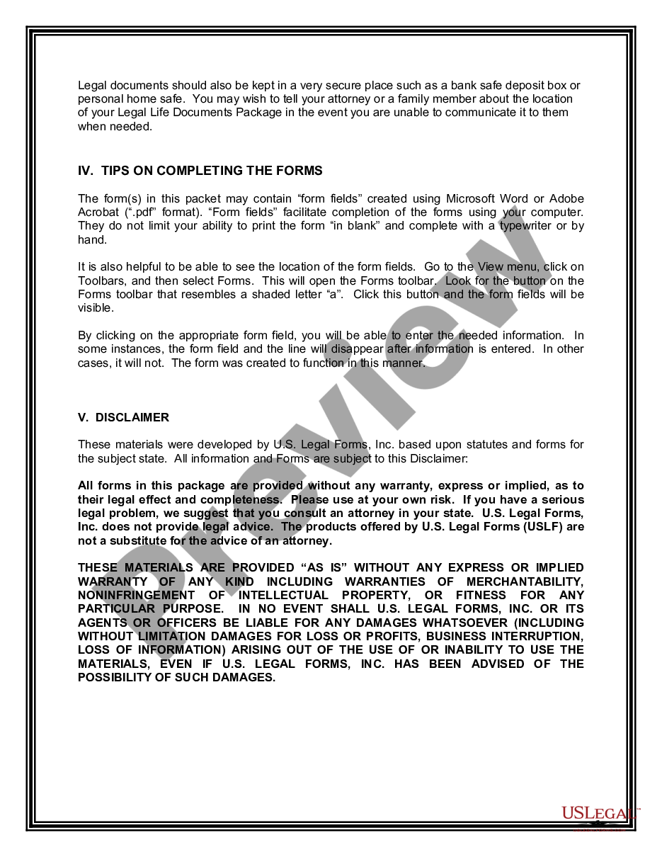 page 3 Life Documents Planning Package, including Will, Power of Attorney and Living Will preview