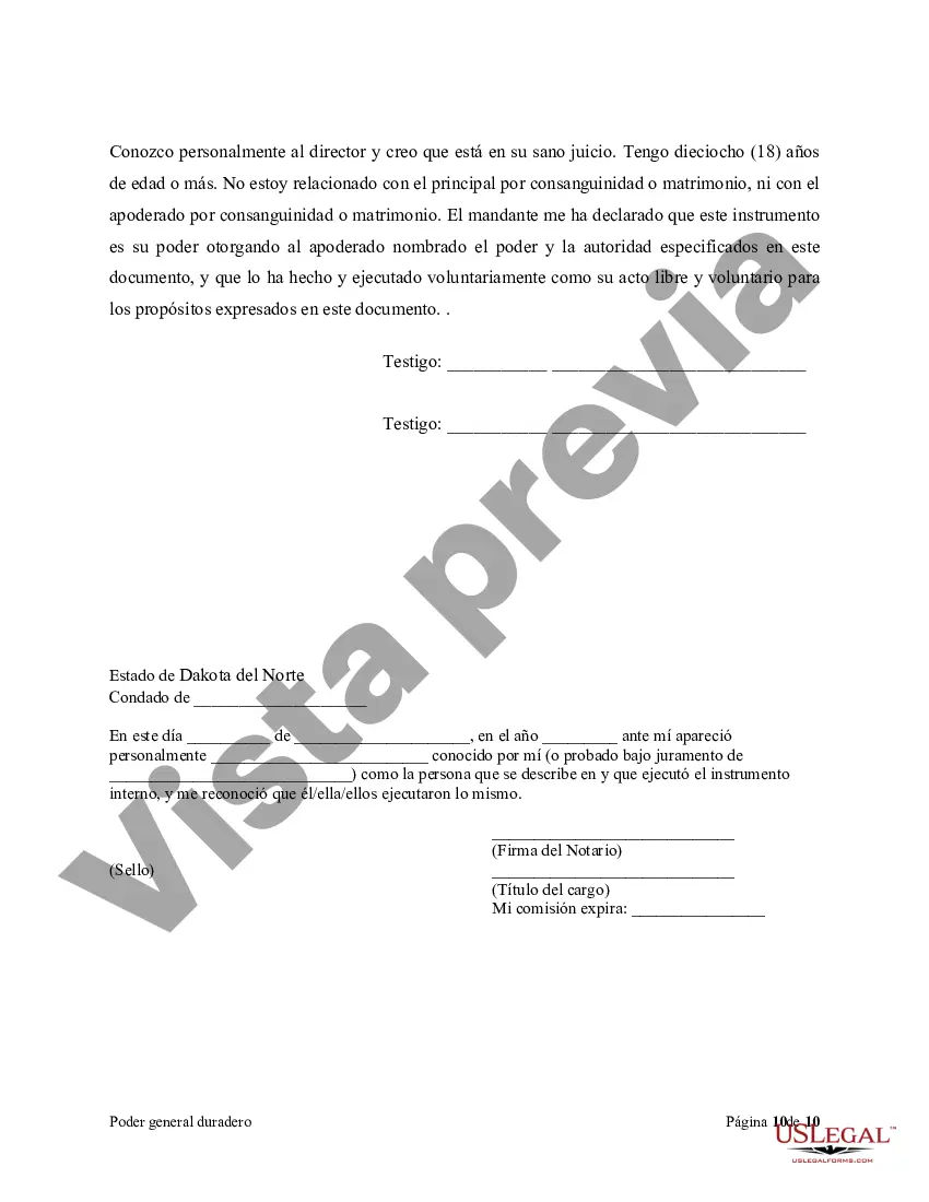 Preview Poder general duradero para la propiedad y las finanzas o efectivo financiero en caso de incapacidad