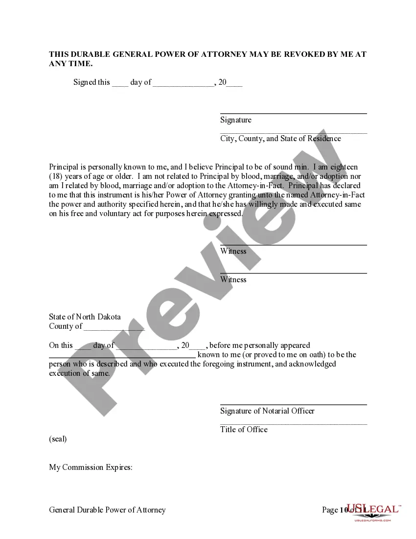 Preview General Durable Power of Attorney for Property and Finances or Financial Effective upon Disability