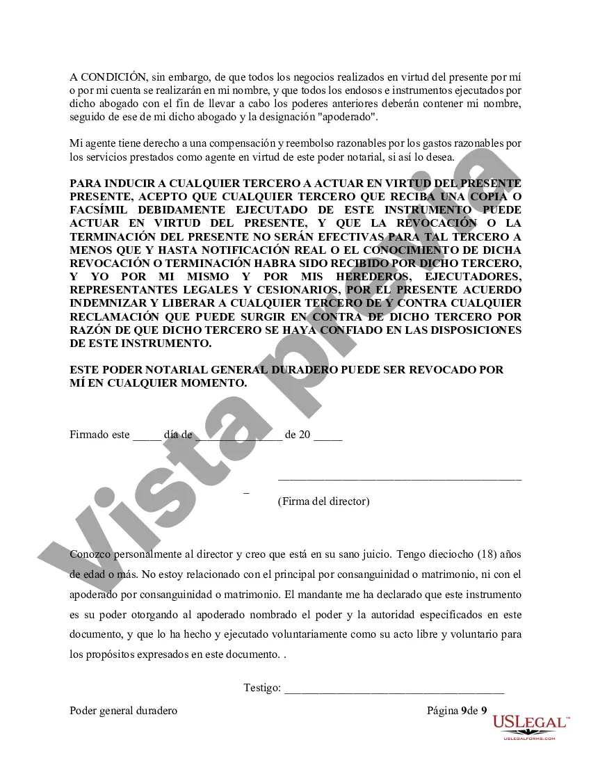 Preview Poder General Duradero para Bienes y Finanzas o Financiero Efectivo Inmediatamente
