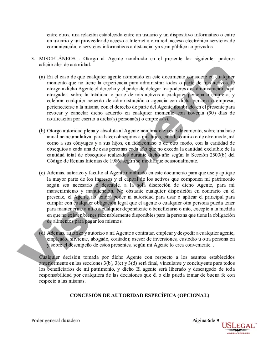 Preview Poder General Duradero para Bienes y Finanzas o Financiero Efectivo Inmediatamente