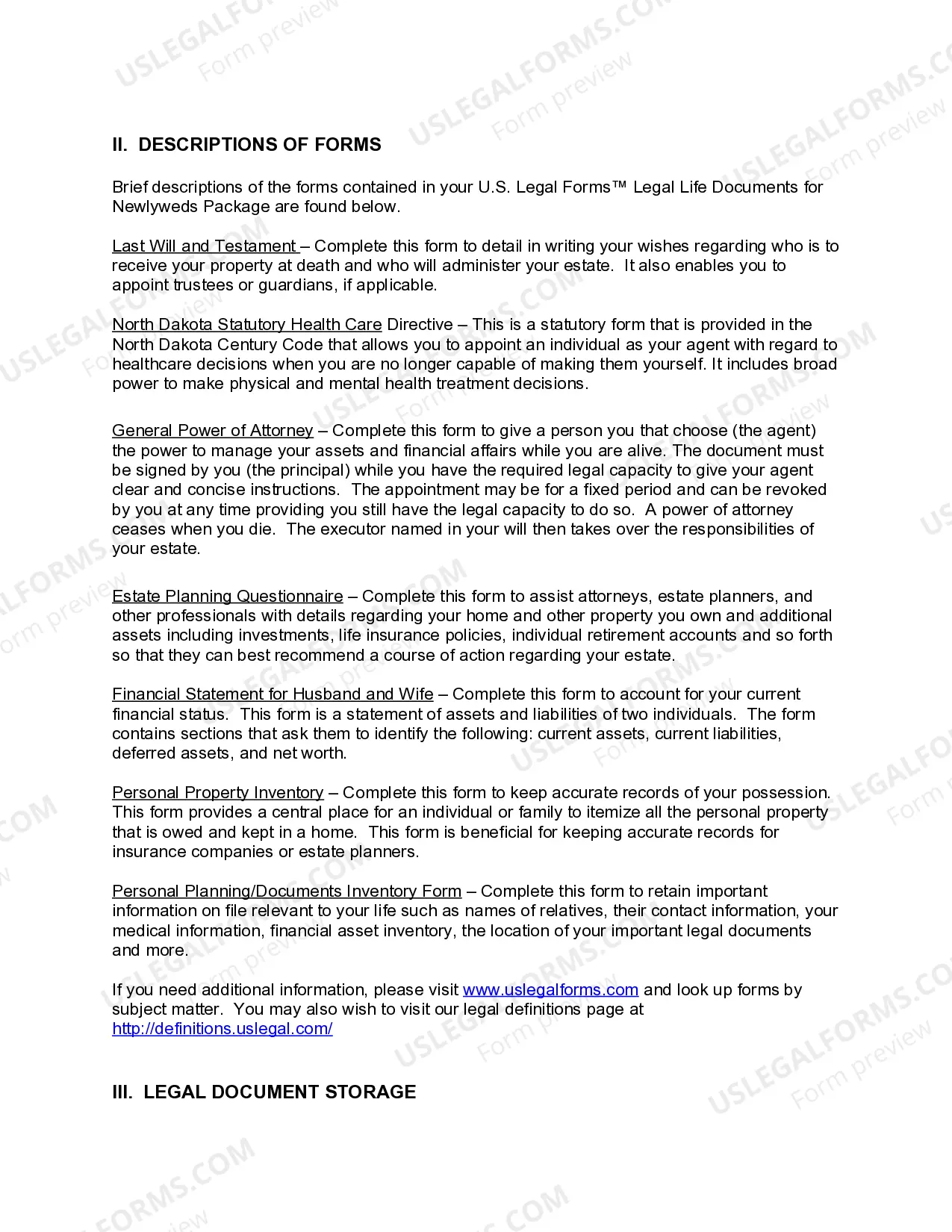 Preview North Dakota Essential Legal Life Documents for Newlyweds