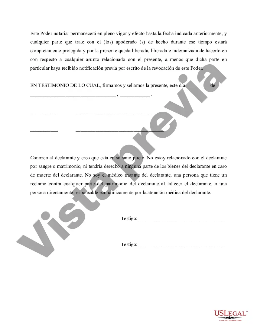 Preview Poder General para el Cuidado y Custodia del Hijo o Hijos