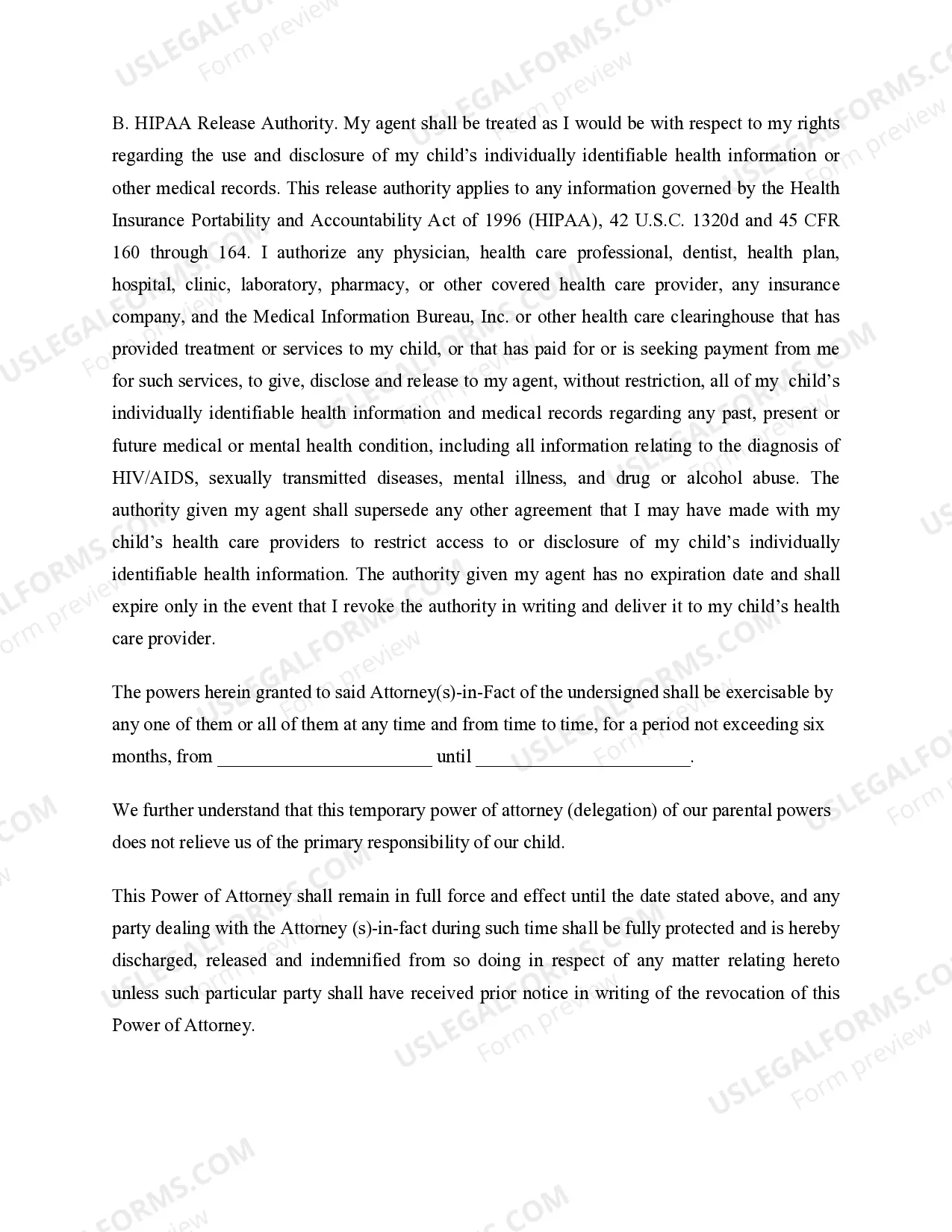 Preview General Power of Attorney for Care and Custody of Child or Children